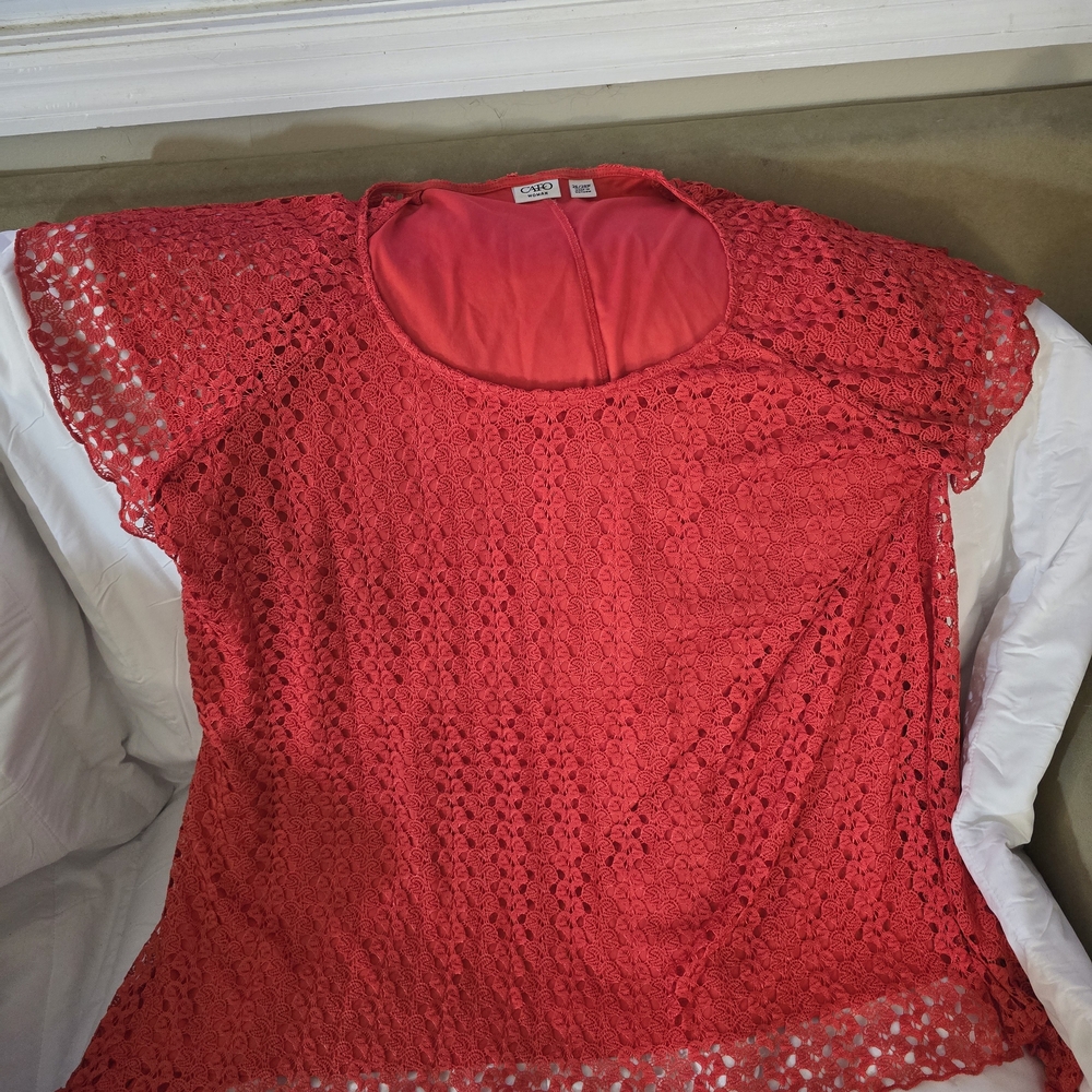 Cato Vibrant Red Lace Blouse